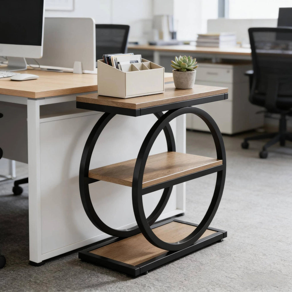 Tavolino Multifunzionale con 3 Ripiani in MDF e Metallo, Design Industriale