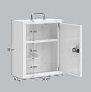 Armadio da Parete per Medicinali con Serratura a Combinazione, Acciaio Bianco, 3 Ripiani, 32x14x38 cm
