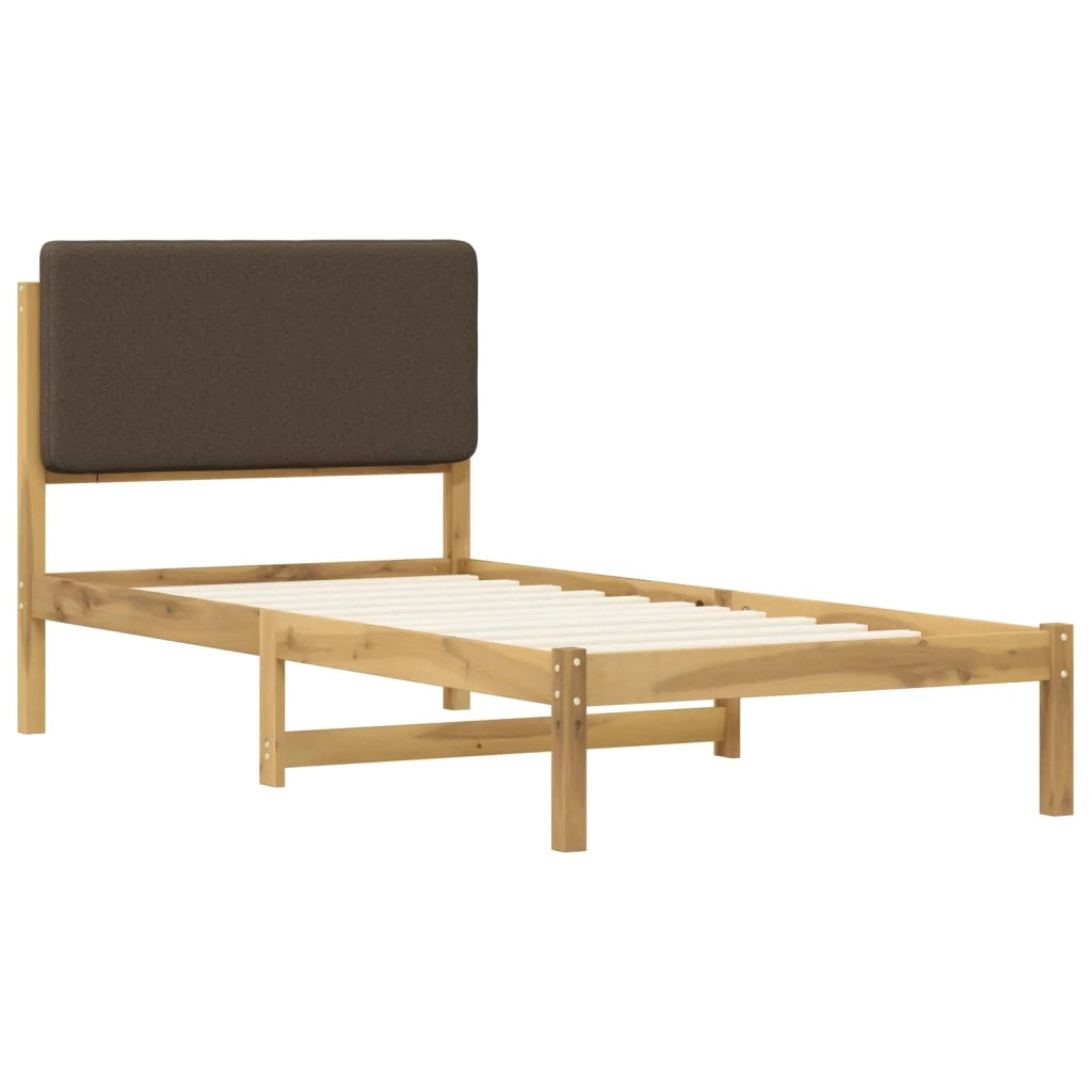 Letto con Testiera Rivestita Bianco lavato e taupe 90 x 190 cm 904033