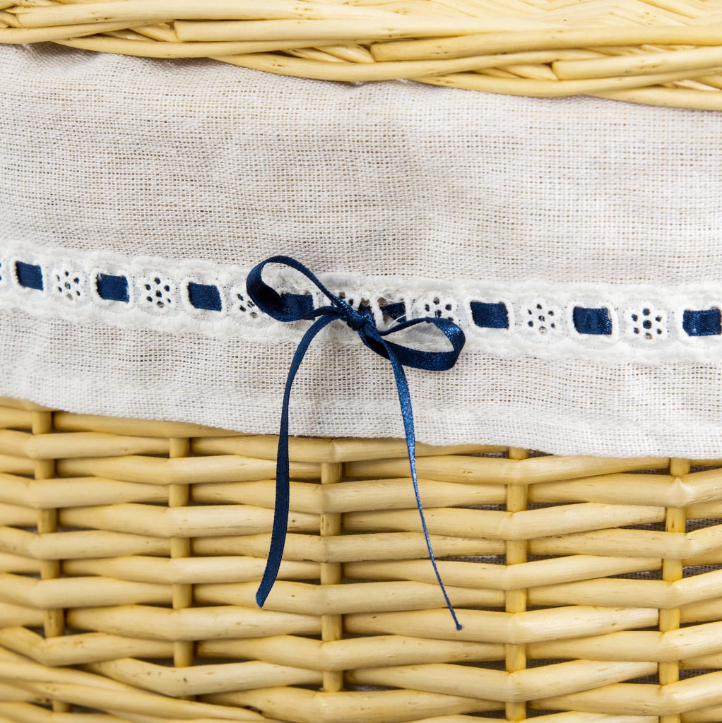 Cesto porta biancheria in vimini con coperchio 100L 51x38x57cm naturale per bagno e camera da letto