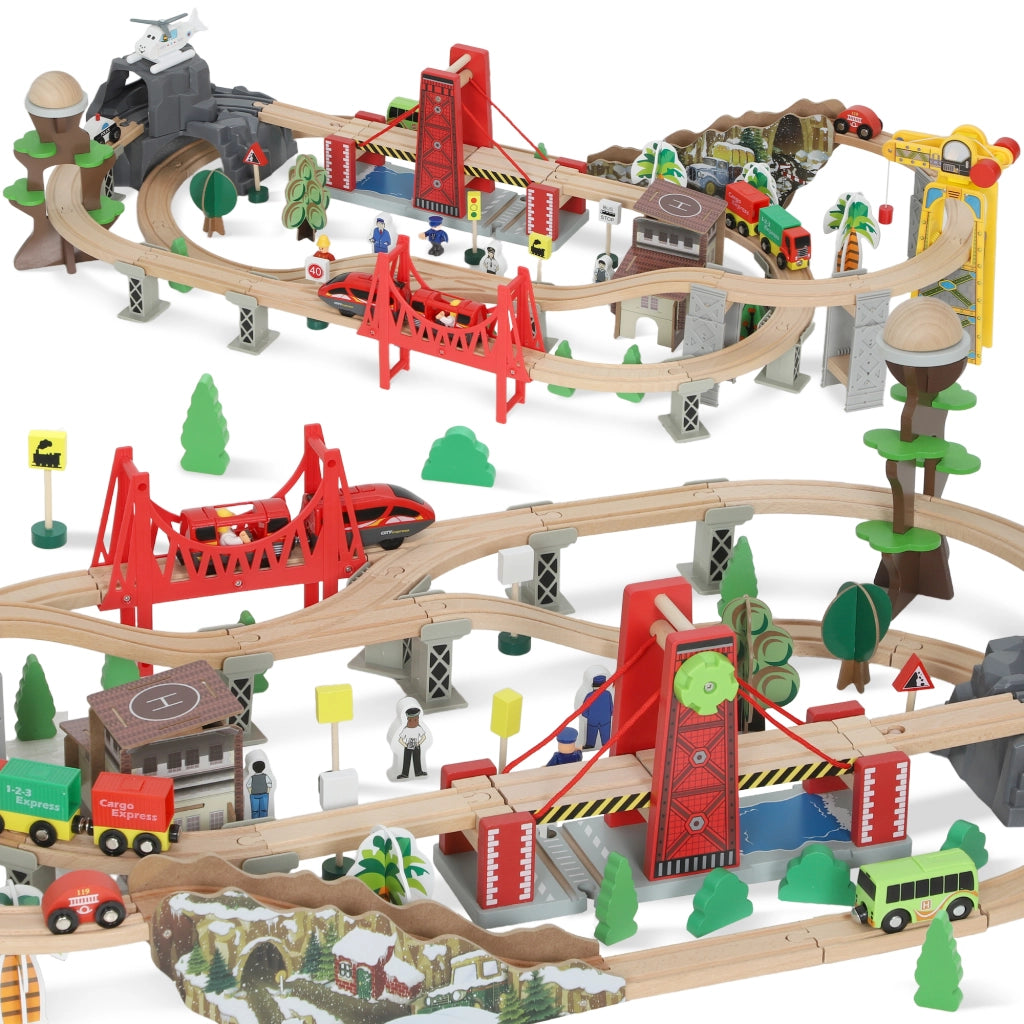 Set Treno Legno Magnetico 100 Pezzi ¨C Xylo ¨C Faggio Colorato con Gru