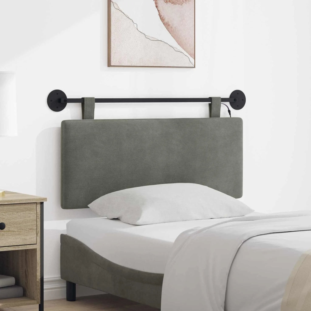 Testiera | Testata sospesa Con luce LED Grigio Chiaro Tessuto in Cords