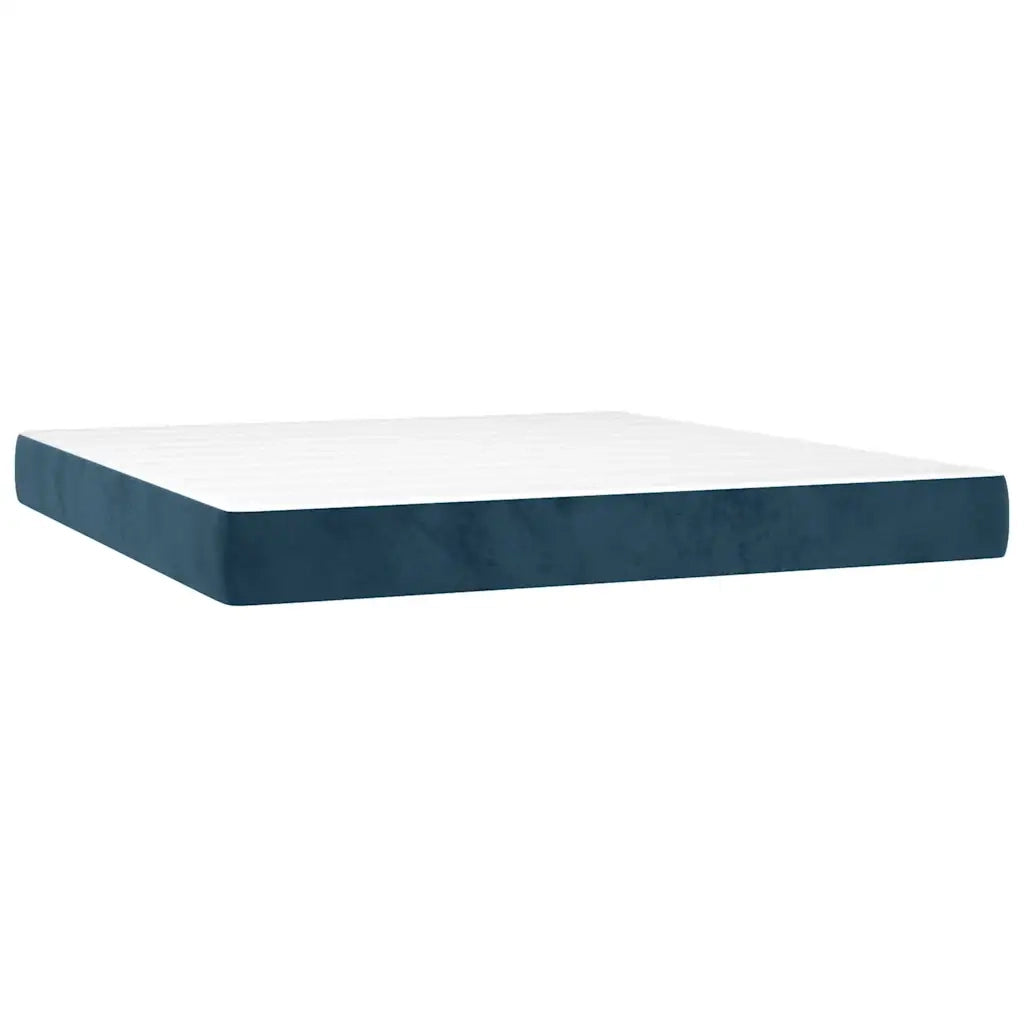 Letto a Molle con Materasso e LED Blu Scuro 180x200 cm