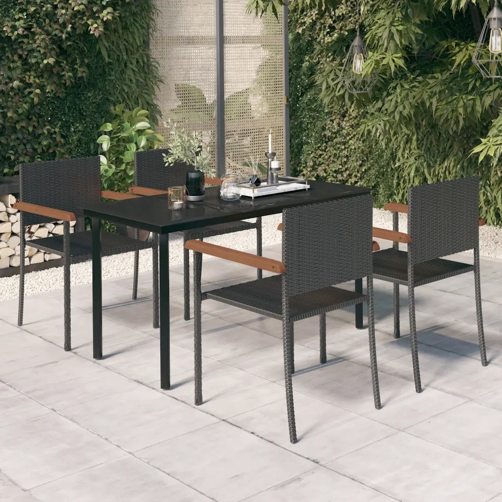Set Mobili da Pranzo per Giardino 5 pz | Set Salotto da Giardino Nero