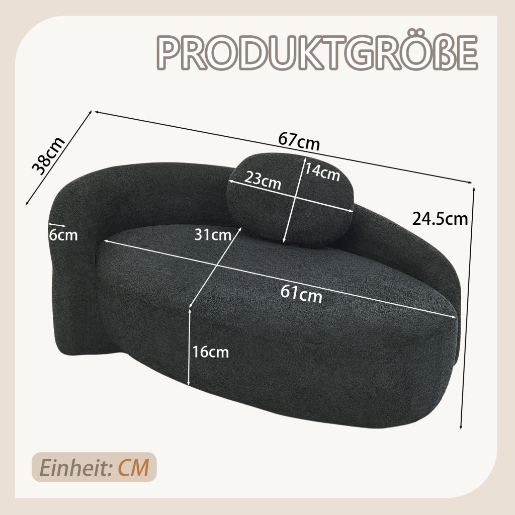 Divano Morbido in Tessuto Teddyfleece con Cuscini ¨C MINIMAL ¨C Nero