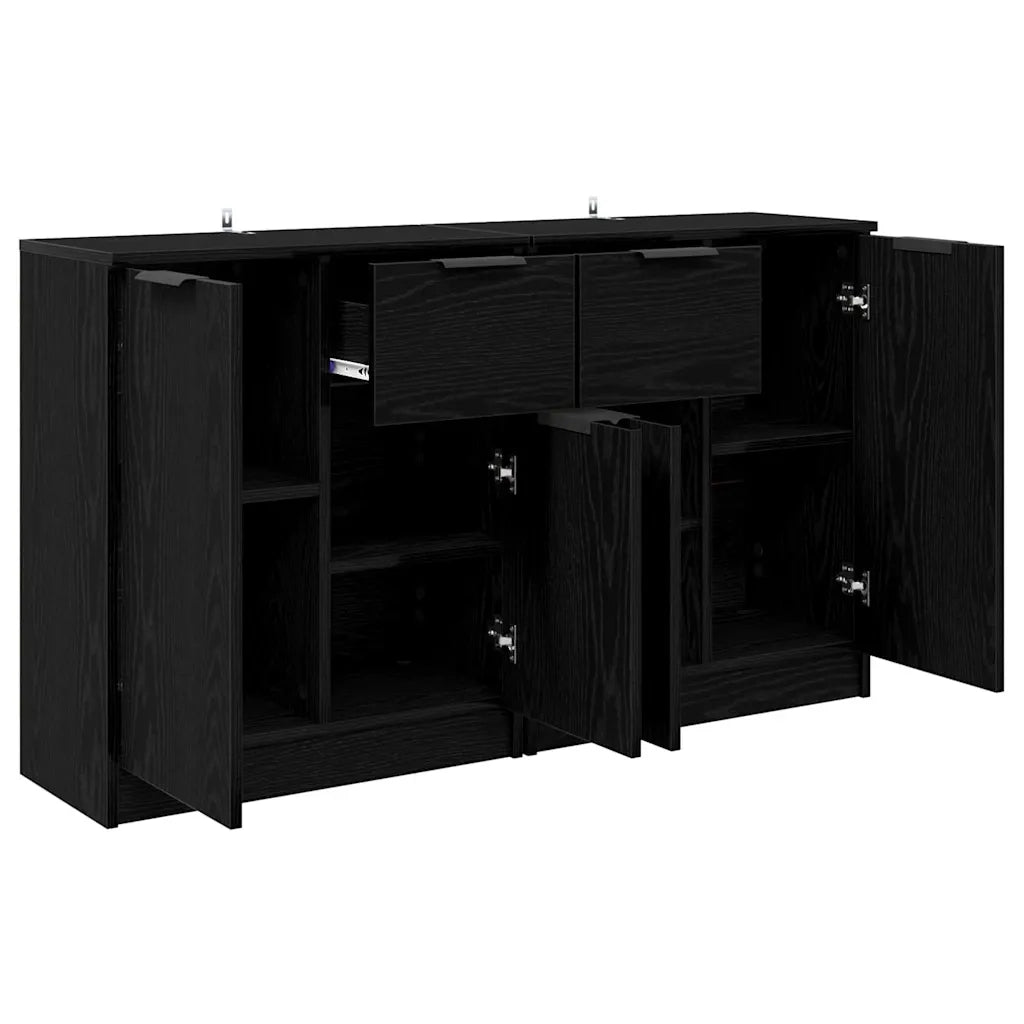 Credenza | Sideboards 2 pcs Rovere Nero 60 x 30 x 70 cm Legno multistrato