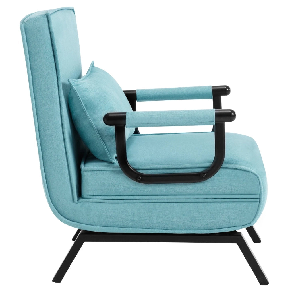 Poltrona letto ULEVR 3 in 1 blu con schienale regolabile in 5 posizioni, struttura in metallo, portata 150 kg