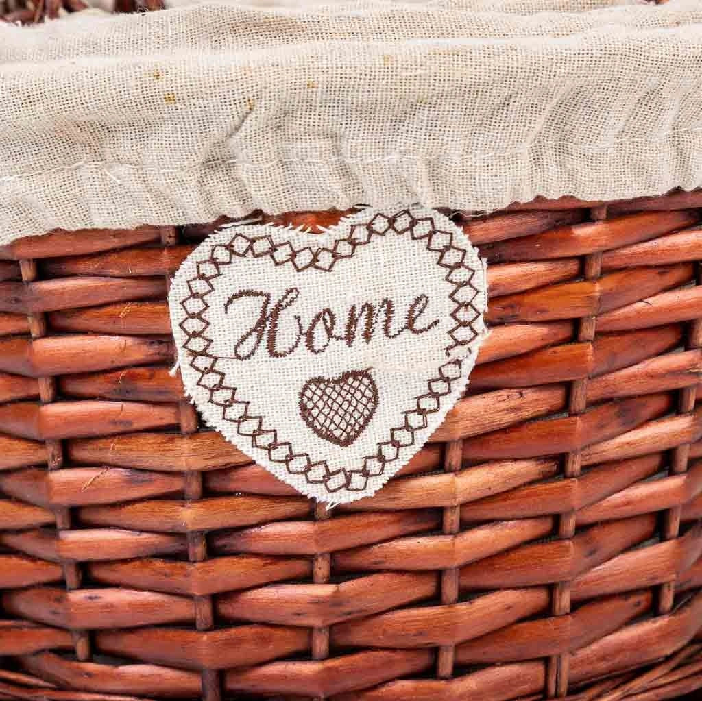 Set di 3 cestini in vimini foderati marroni