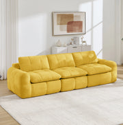 Divano modulare in chenille giallo, 264x97x68 cm, con moduli componibili