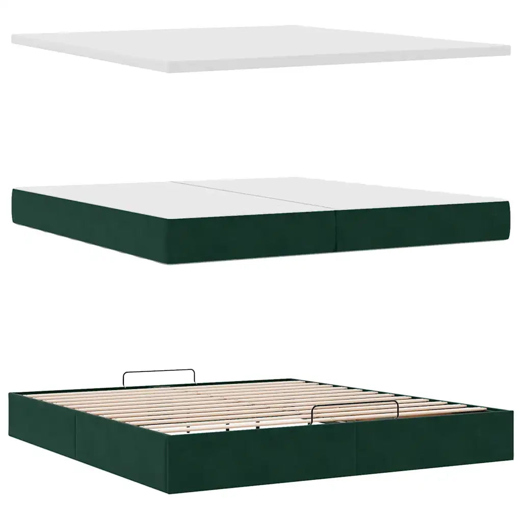 Struttura Letto Pouf con Materassi 200x200 cm Velluto