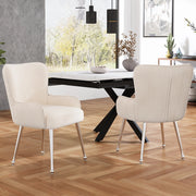 SEDIA in velluto beige Set da 4 pezzi con braccioli e supporto lombare