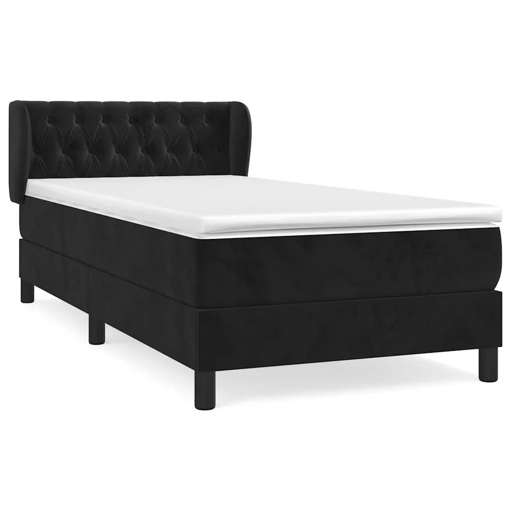 Giroletto a Molle con Materasso-Struttura Letto Nero 90x200 cm in Velluto 192124