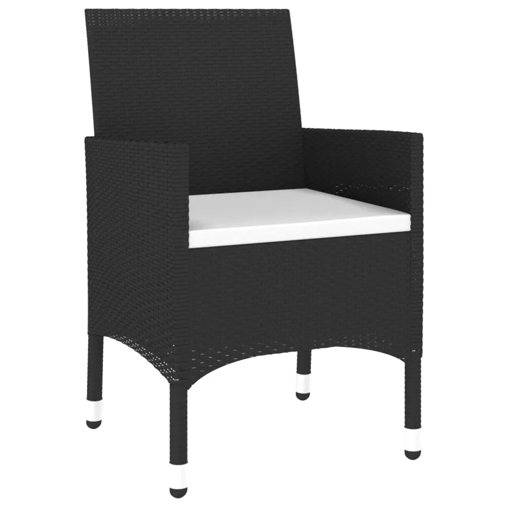 Set da Pranzo per Giardino 3 pz | Set Salotto da Giardino in Polyrattan Nero