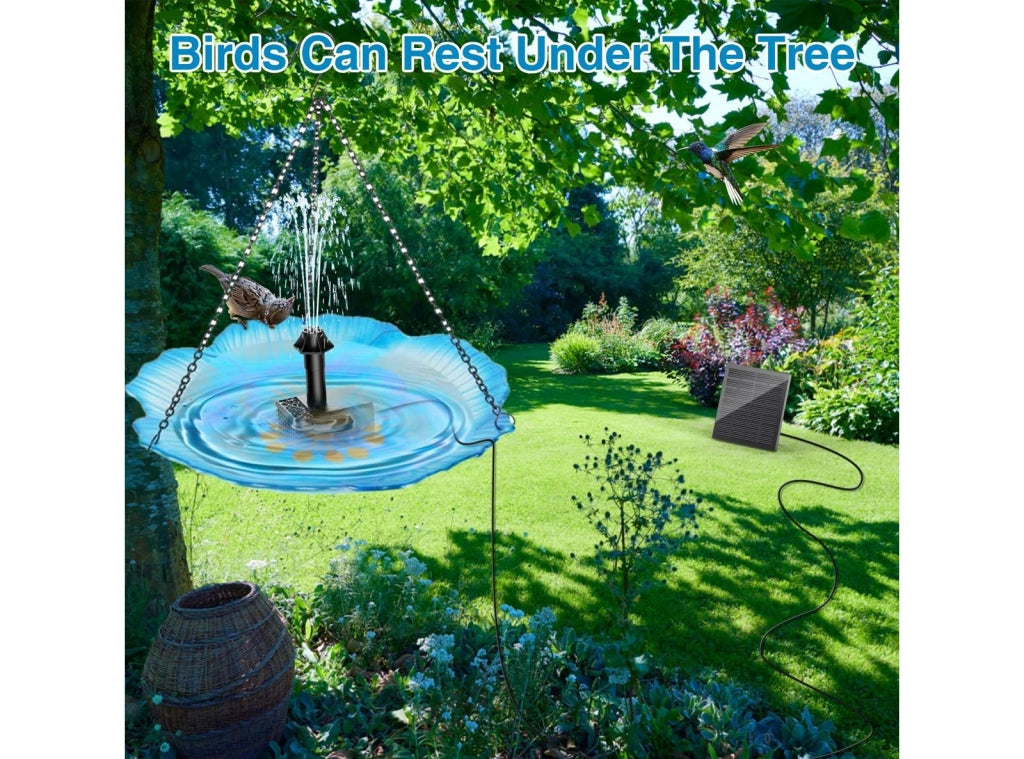 Fontana Solare per Laghetto con Pannello Solare e Pompa dell'Acqua da 3 Metri 10 Ugelli Intercambiabili per Bagno per Uccelli e Decorazione Giardino Esterno