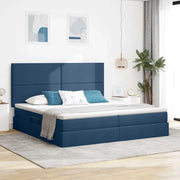 Letto con contenitore e materasso Blu 200 x 200 cm Poliestere