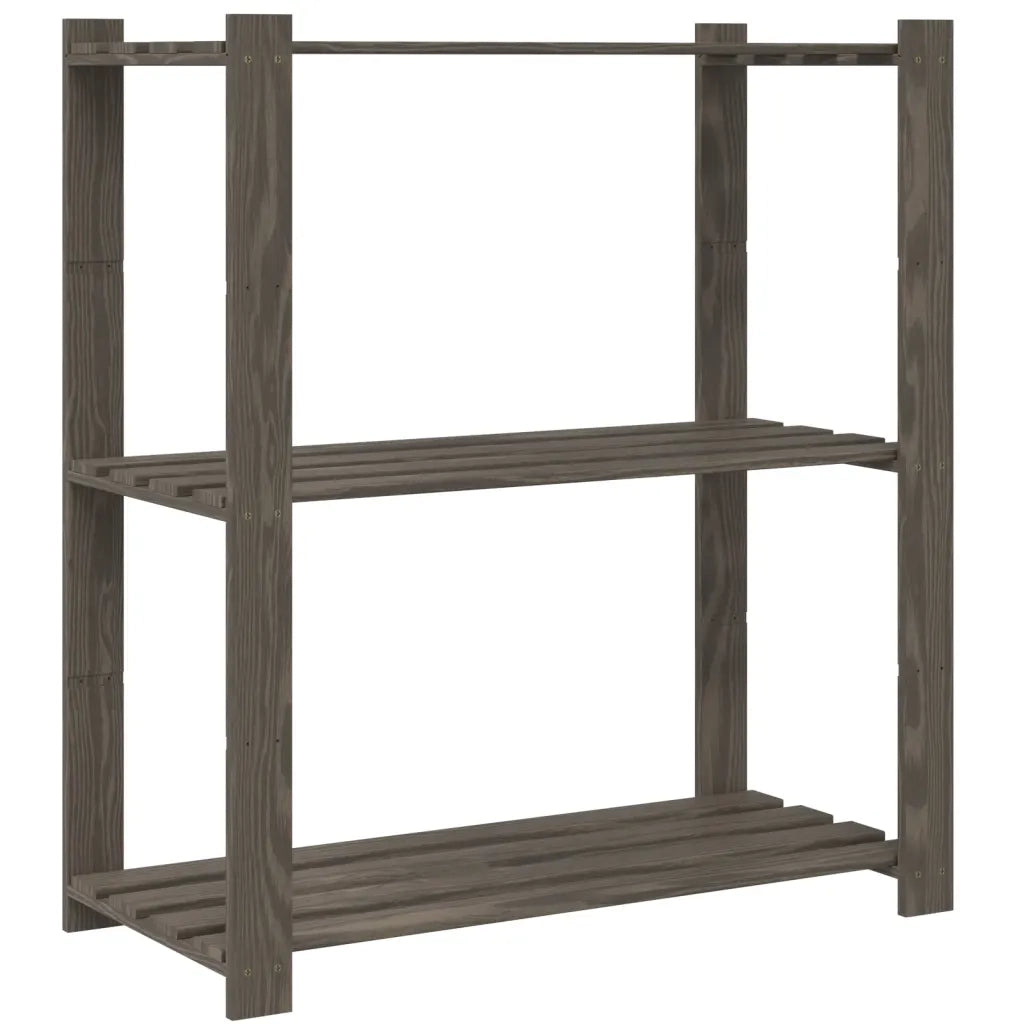 Scaffale a 3 Livelli Grigio 80x38x90 cm in Legno di Pino CFW9236601