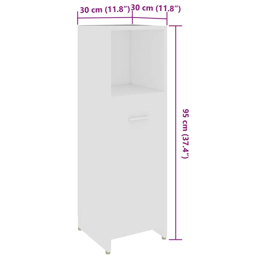 Armadio da Bagno Bianco 30x30x95 cm in Legno Multistrato 802588