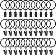 Anelli per tende con clip - 30 pezzi - Nero - Metallo