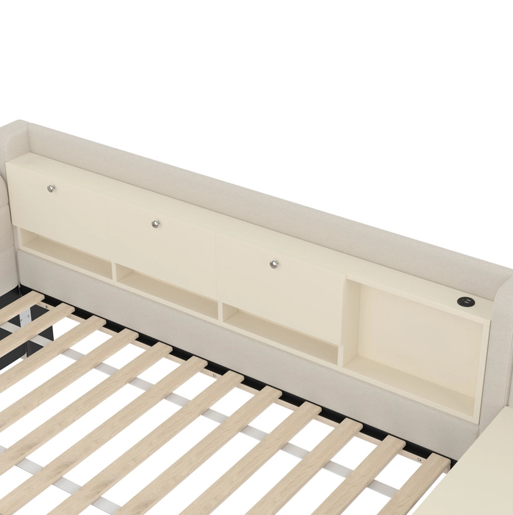 Letto 90x200 cm con scrivania; 2 cassetti e USB con Type-C