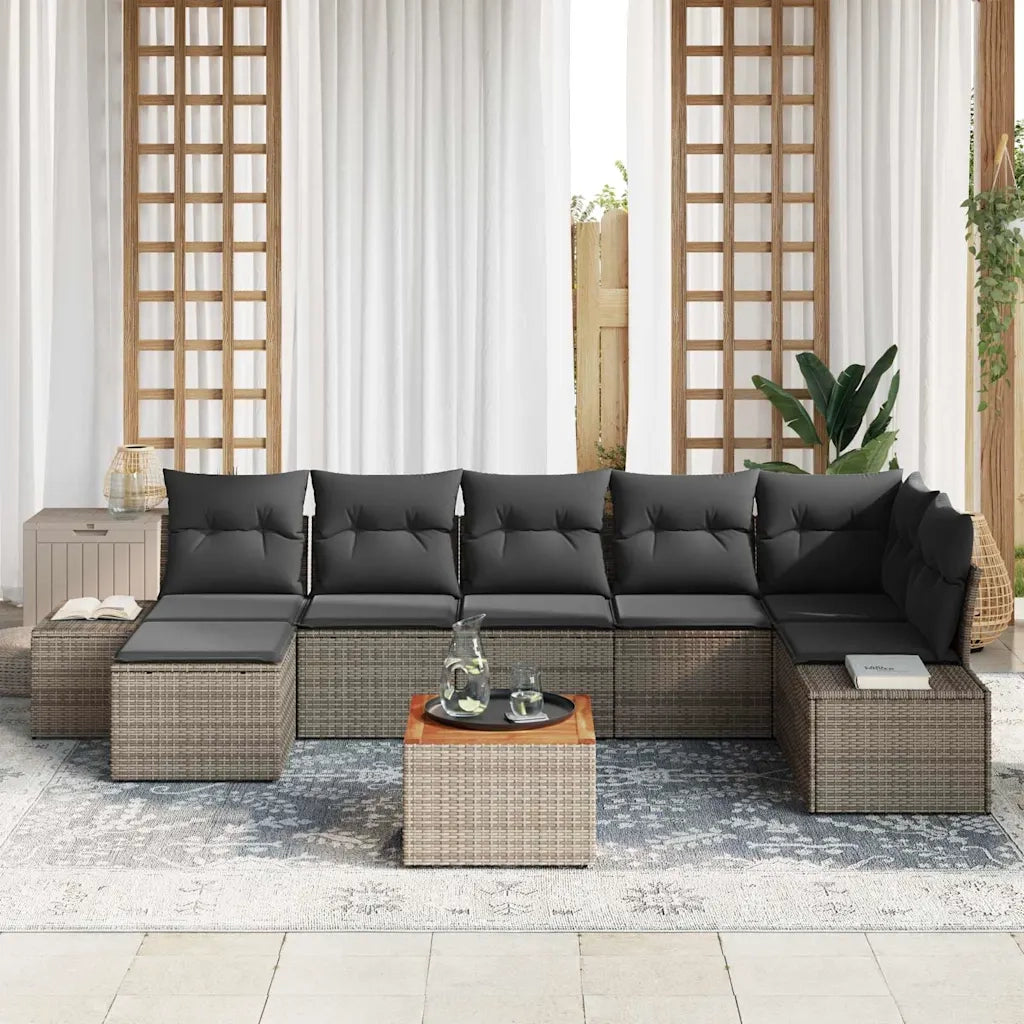 Set Divano da Giardino con cuscino 8 pcs Grigio polyrattan 3347986