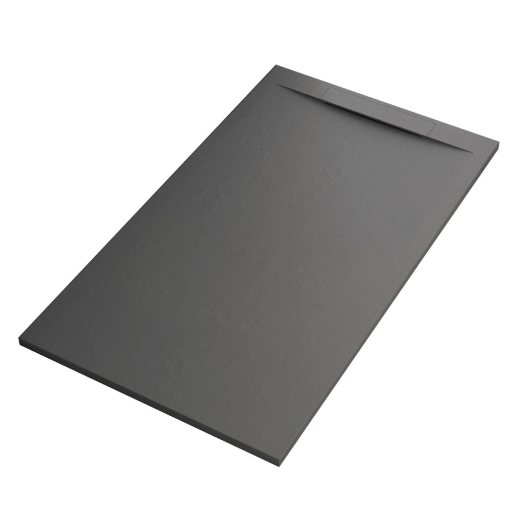 Piatto doccia in marmoresina grigio scuro effetto pietra cemento vincent, misura 80x110