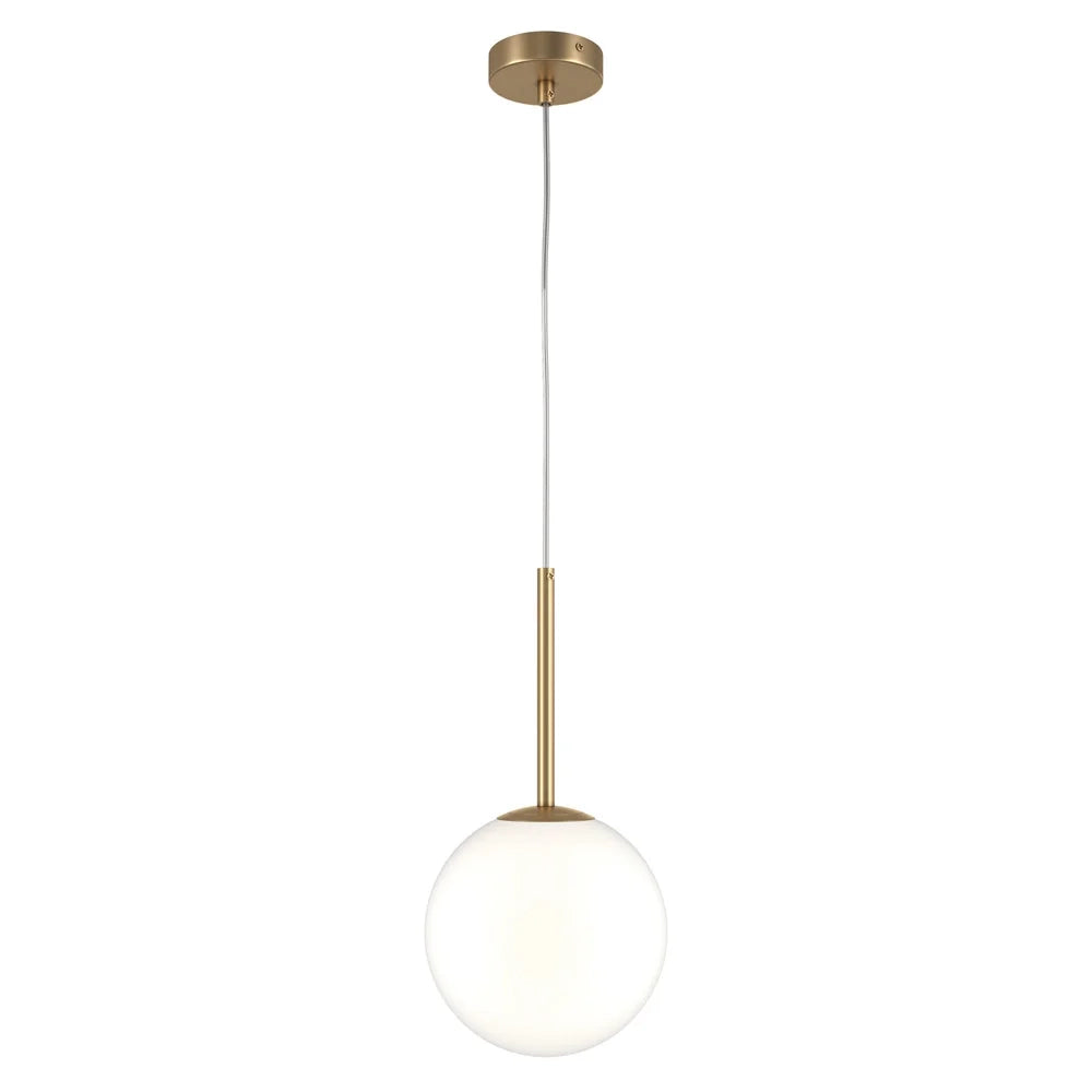 Lampadario Minimal Basic Form Grande In Metallo Oro 1 Luce E Diffusore Bianco