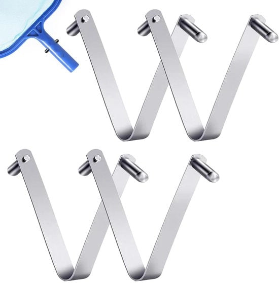 Clip per piscina a forma V - materiali in acciaio inossidabile - 4 pezzi - duraturo - adatto per bastoni di piscina standard - fissaggio semplice - clip per paletti
