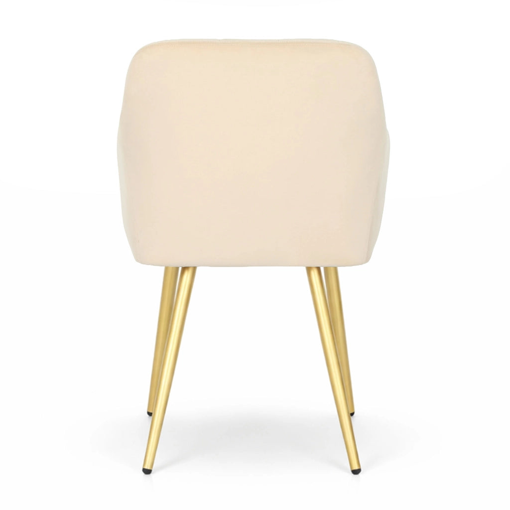 Set di 6 Sedie imbottite con cuciture quadrate LUXANO Beige gambe oro