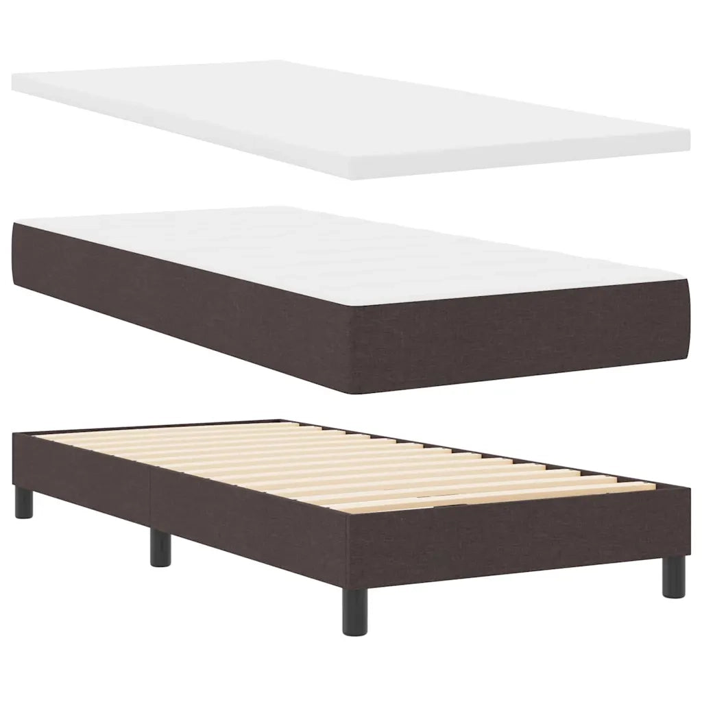 Letto a molle con materasso Marrone Scuro 90 x 200 cm Tessuto