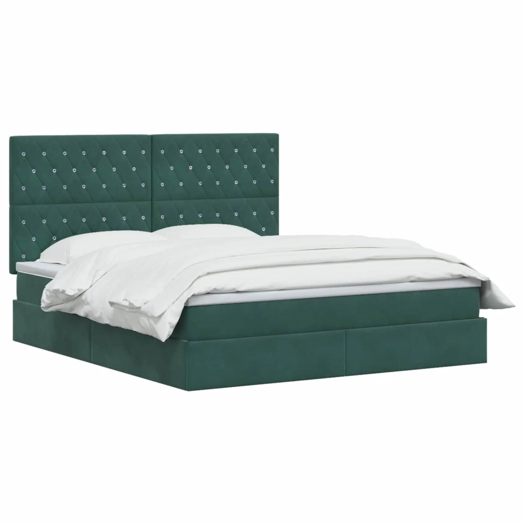 Letto con contenitore LED e materasso Verde Scuro 160 x 200 cm 3460083