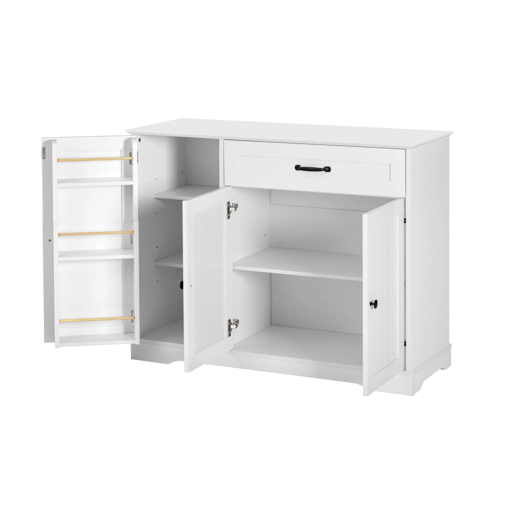 Sideboard moderno bianco con 3 ante e 1 cassetto, mobile buffet per soggiorno, sala da pranzo e ingresso