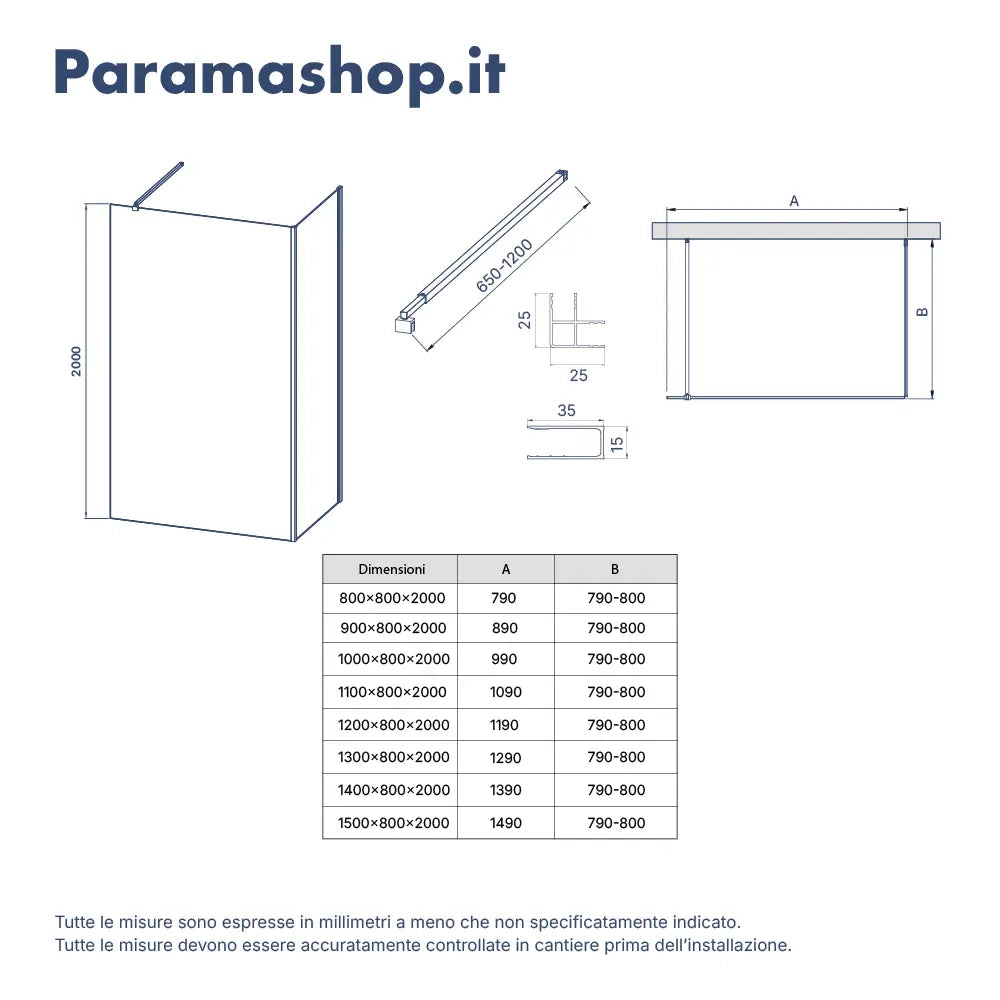Doppio walk-in cromato 80x140 cm vetro 8mm trasparente anticalcare h200 | Keros
