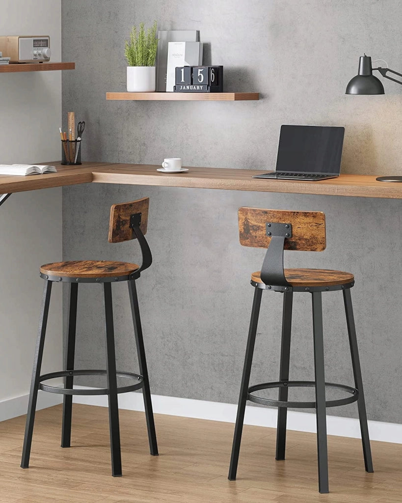 SGABELLI DA BAR Valora 2 PEZZI Stile Loft Marrone Rustico per Cucina x2