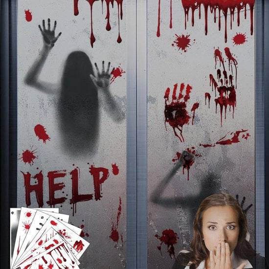 Sticker per finestra Halloween - 7 fogli Horror Stickers - Aderenti emozionanti - Doppia faccia stampata - Riciclabili - Materiali di alta qualità - Stickers decorativi