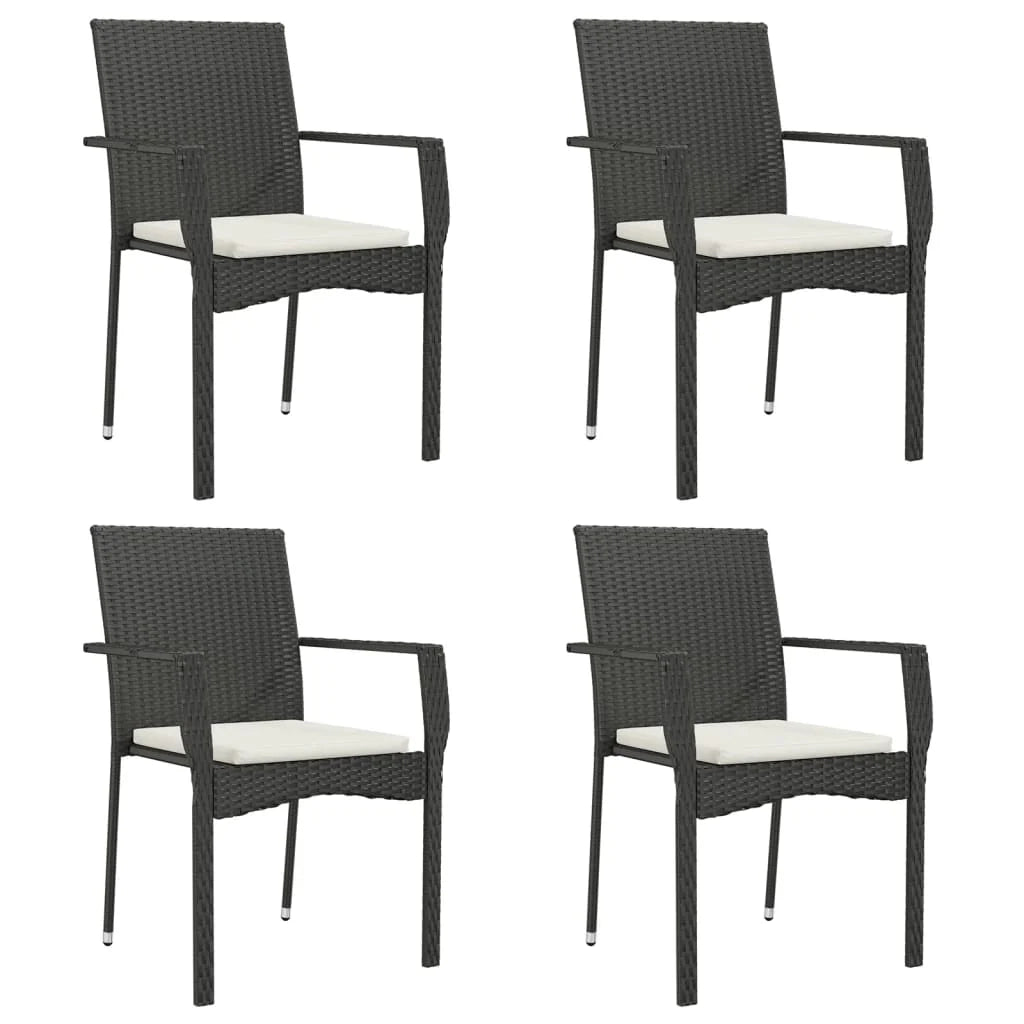 Set da pranzo da giardino in vimini sintetico nero composto da 5 pezzi e cuscini 02_0014875
