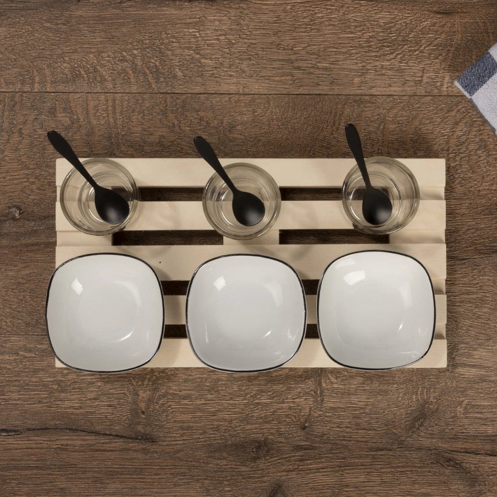 Set Aperitivo Antipasto Mini Pallet Bicchieri Ciotole Ceramica Piatti da Portata