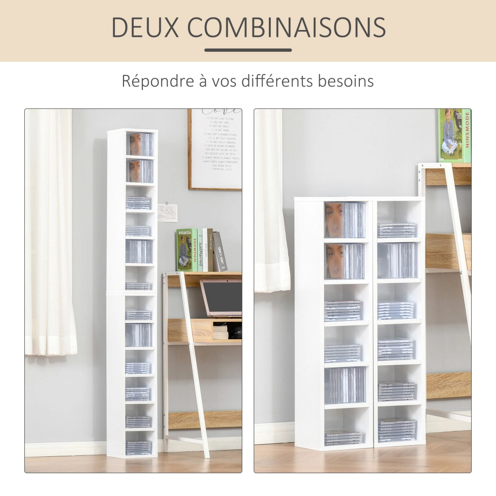 Armadio per CD e DVD con 12 compartimenti ¨C Minimal ¨C 21x19x88 cm bianco