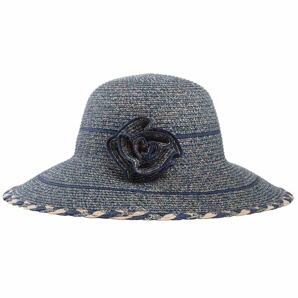 Cappello grigio a tesa larga con dettaglio 58