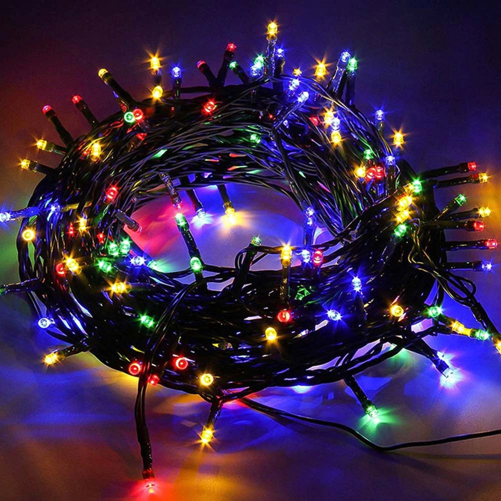 Catena Luminosa 500 Luci LED Lucciole Multicolore Controller 8 Funzioni Esterno