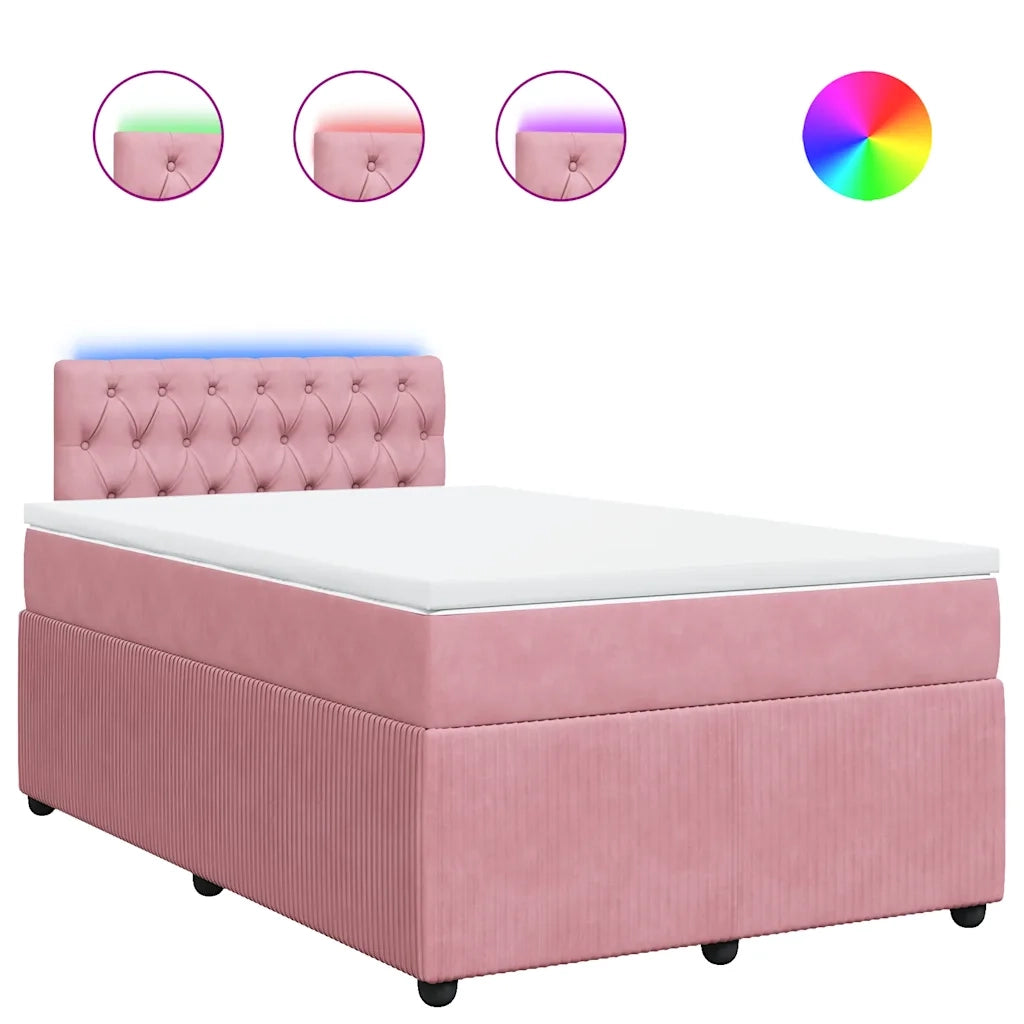 Giroletto a Molle con Materasso Rosa 120x190 cm in Velluto