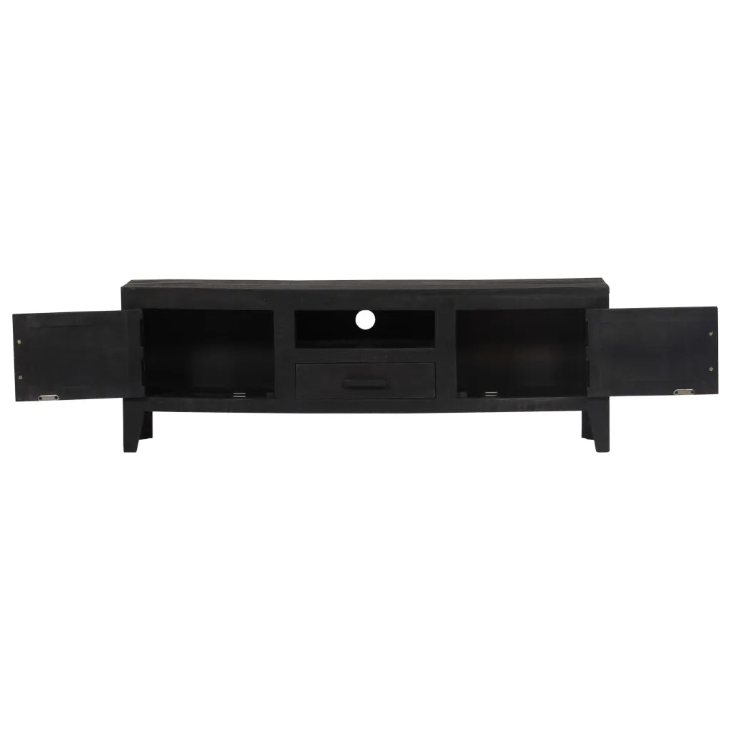 Mobile Porta TV Nero 118x30x40 cm in Legno Massello di Mango 247985