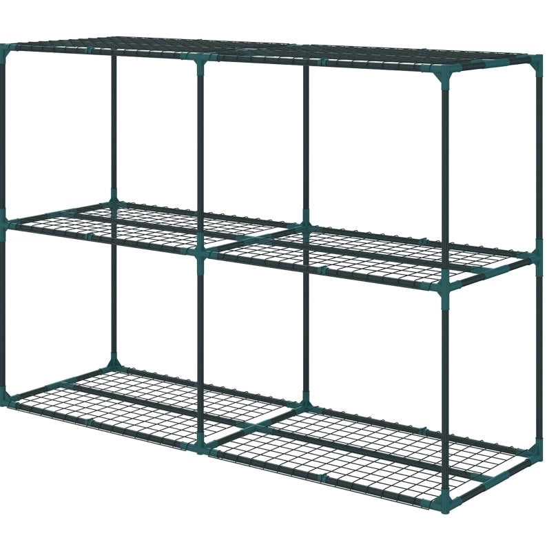 Portapiante 3 livelli 143x48x100 cm verde scuro, acciaio con ripiani