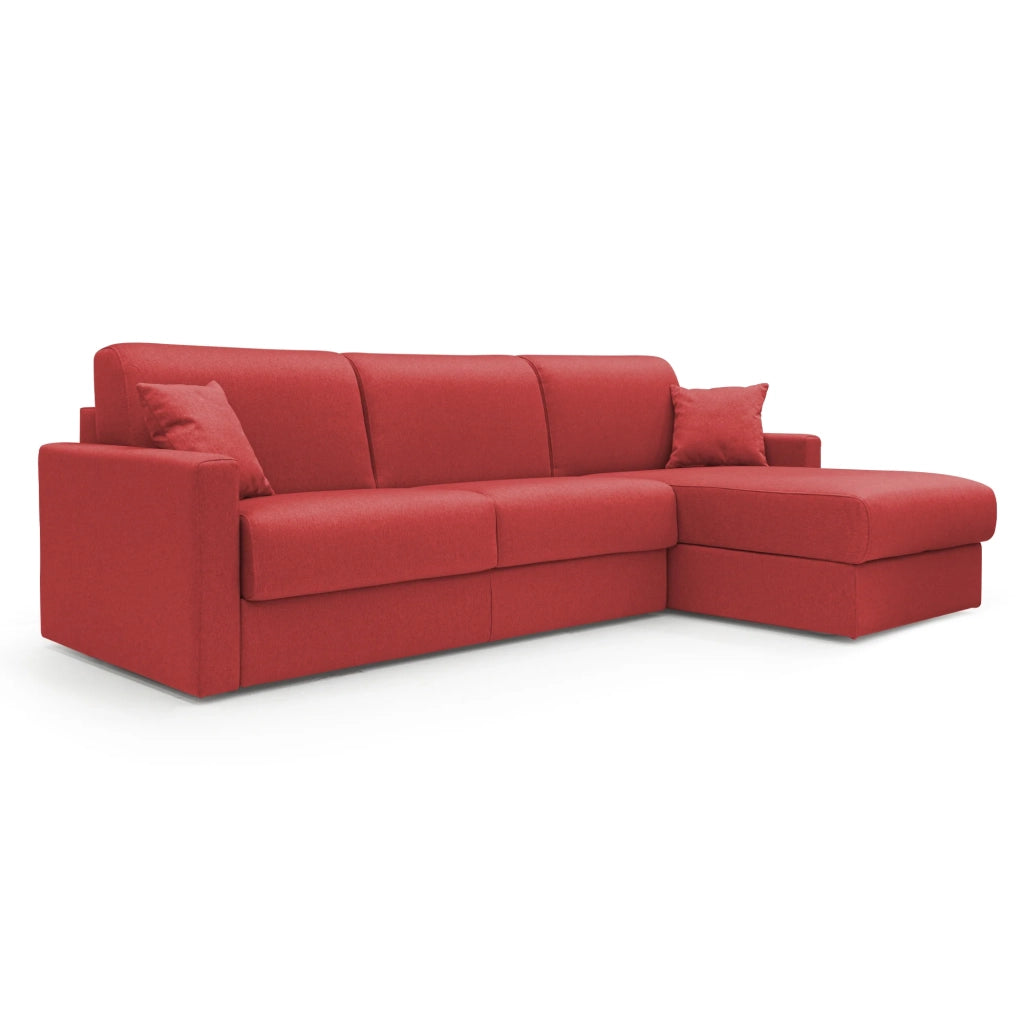 Chris Divano letto angolare 5 posti in tessuto impermeabile T13 268 cm Sinistro (mat. 140x197) rosso