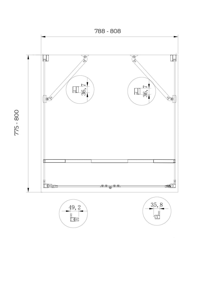 Box cabina doccia a 3 lati con apertura a libro pieghevole a pacchetto H.190 cromo trasparente anticalcare misure  77,5-80 fisse + Porta 78,8-80,8