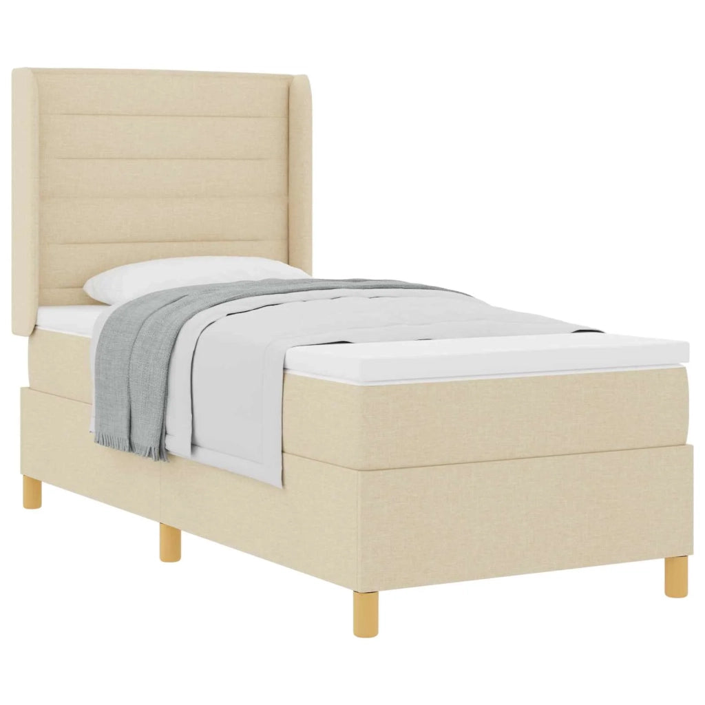 Letto a molle con materasso Crema 80 x 200 cm Tessuto