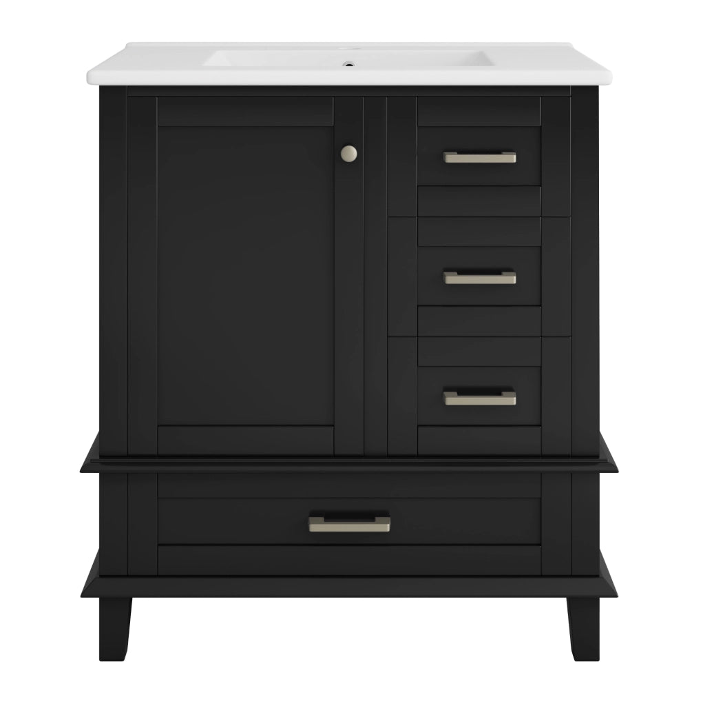 Mobile lavabo 76x46x83,5 cm in MDF e ceramica nero, contenitore bagno