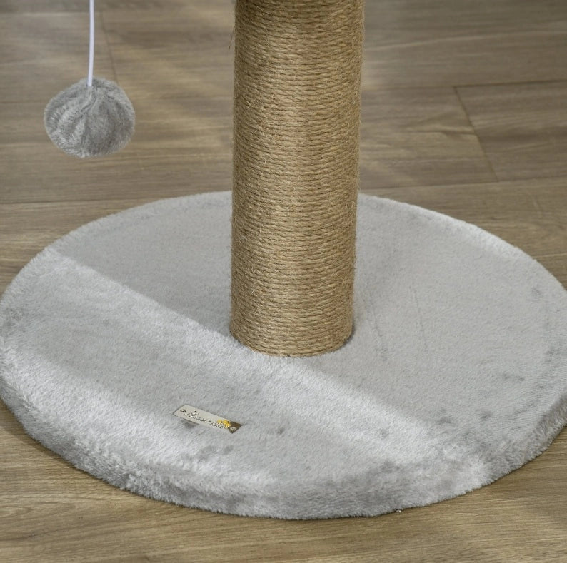 Tiragraffi compatto grigio con cuccia e pallina, 49 cm