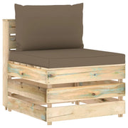Divano Centrale Modulare con Cuscini in Legno Impregnato Verde 3074515