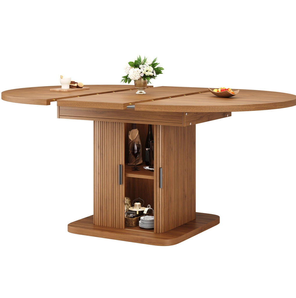 Tavolo da pranzo ovale allungabile con vano contenitore 110-149,8 cm