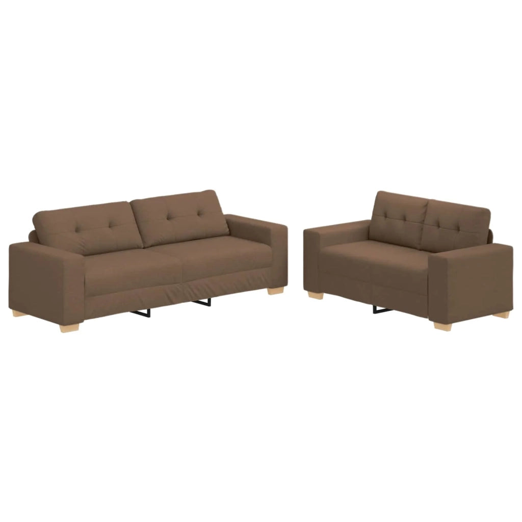 Divano 2 pcs Marrone Tessuto misto lino 3324714